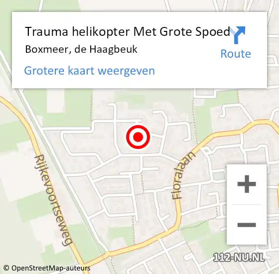 Locatie op kaart van de 112 melding: Trauma helikopter Met Grote Spoed Naar Boxmeer, de Haagbeuk op 2 maart 2022 07:53