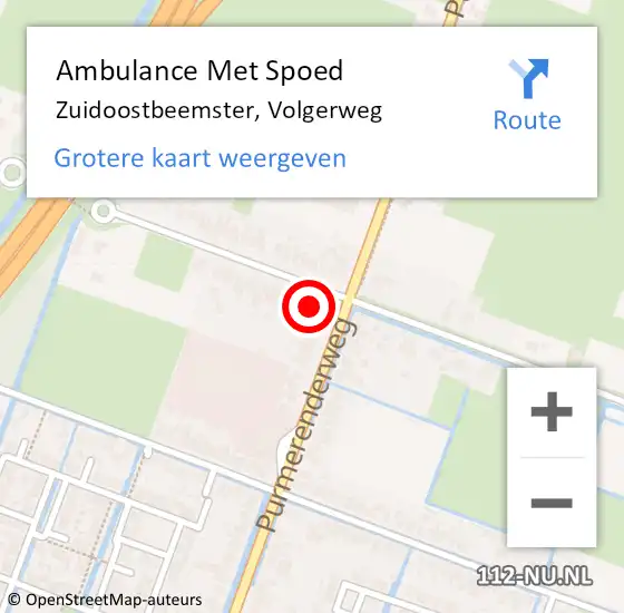 Locatie op kaart van de 112 melding: Ambulance Met Spoed Naar Zuidoostbeemster, Volgerweg op 2 maart 2022 07:57