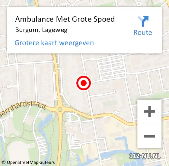 Locatie op kaart van de 112 melding: Ambulance Met Grote Spoed Naar Burgum, Lageweg op 10 juli 2014 01:22