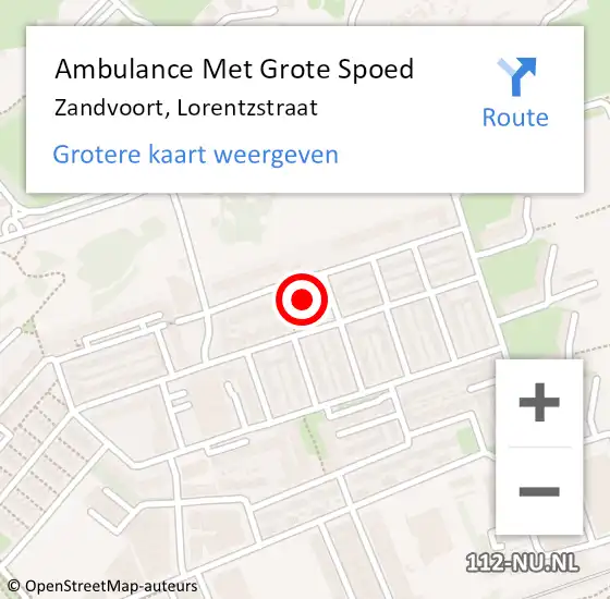 Locatie op kaart van de 112 melding: Ambulance Met Grote Spoed Naar Zandvoort, Lorentzstraat op 2 maart 2022 08:24