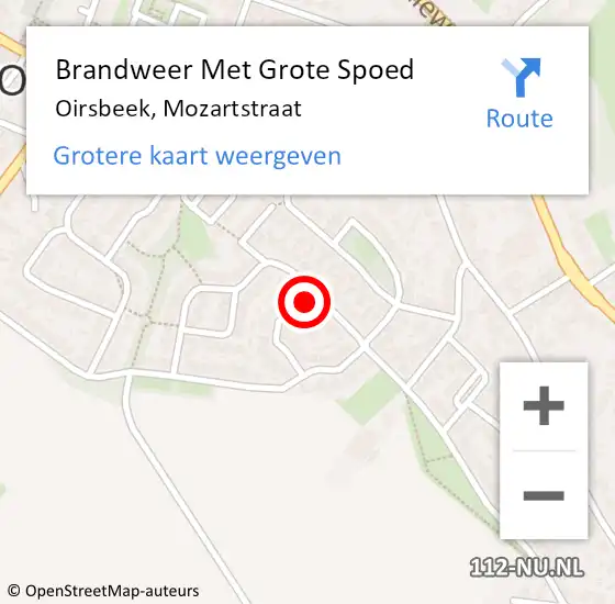 Locatie op kaart van de 112 melding: Brandweer Met Grote Spoed Naar Oirsbeek, Mozartstraat op 2 maart 2022 08:27