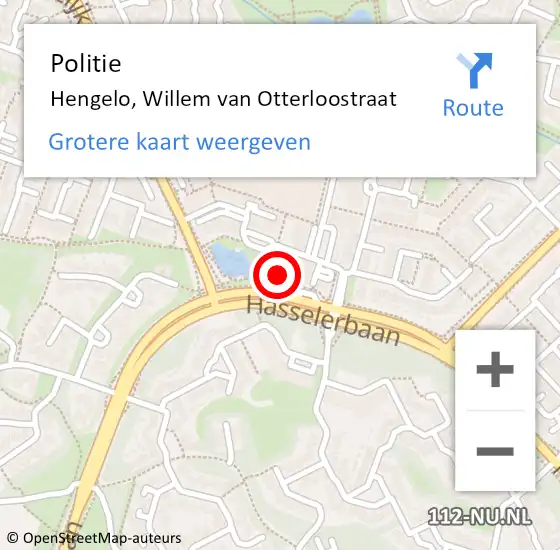 Locatie op kaart van de 112 melding: Politie Hengelo, Willem van Otterloostraat op 2 maart 2022 08:46