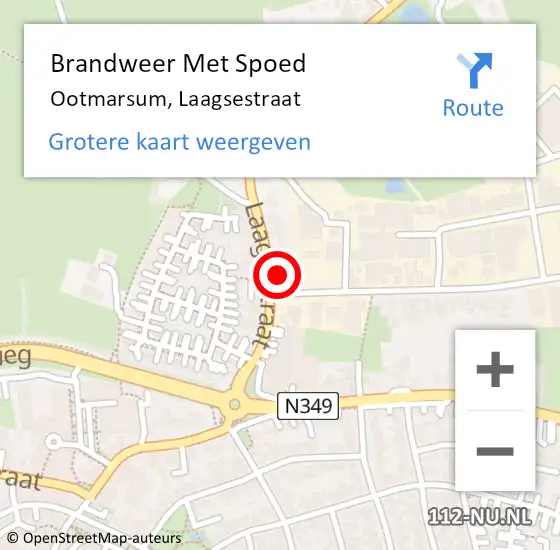 Locatie op kaart van de 112 melding: Brandweer Met Spoed Naar Ootmarsum, Laagsestraat op 2 maart 2022 09:05