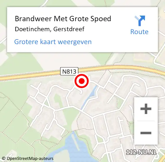 Locatie op kaart van de 112 melding: Brandweer Met Grote Spoed Naar Doetinchem, Gerstdreef op 2 maart 2022 09:06