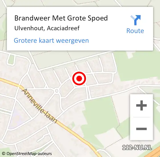 Locatie op kaart van de 112 melding: Brandweer Met Grote Spoed Naar Ulvenhout, Acaciadreef op 2 maart 2022 09:13