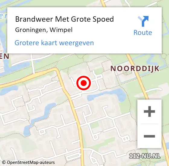 Locatie op kaart van de 112 melding: Brandweer Met Grote Spoed Naar Groningen, Wimpel op 2 maart 2022 09:15