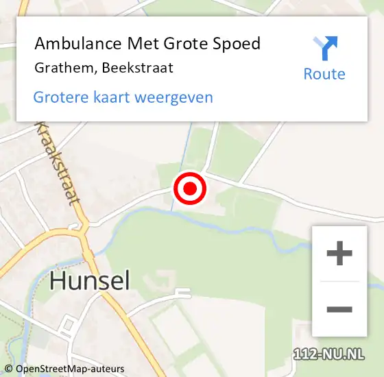 Locatie op kaart van de 112 melding: Ambulance Met Grote Spoed Naar Grathem, Beekstraat op 2 maart 2022 10:19