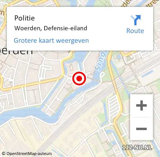 Locatie op kaart van de 112 melding: Politie Woerden, Defensie-eiland op 2 maart 2022 10:31