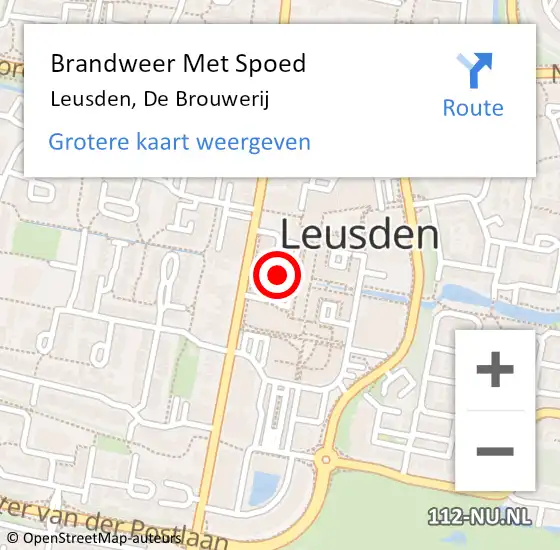 Locatie op kaart van de 112 melding: Brandweer Met Spoed Naar Leusden, De Brouwerij op 2 maart 2022 11:01