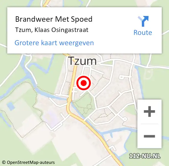 Locatie op kaart van de 112 melding: Brandweer Met Spoed Naar Tzum, Klaas Osingastraat op 10 juli 2014 01:50