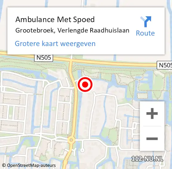 Locatie op kaart van de 112 melding: Ambulance Met Spoed Naar Grootebroek, Verlengde Raadhuislaan op 2 maart 2022 11:21