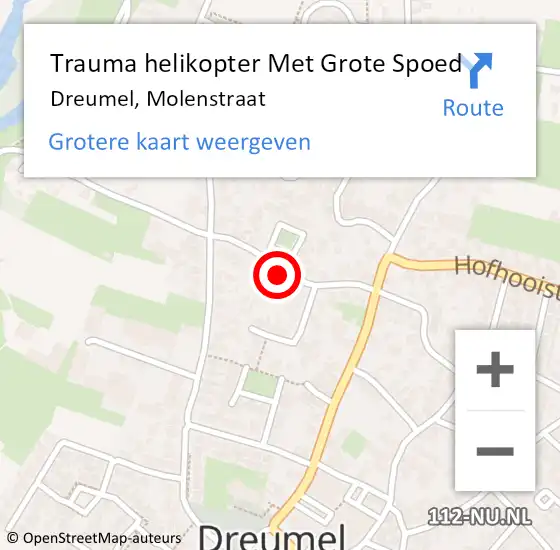 Locatie op kaart van de 112 melding: Trauma helikopter Met Grote Spoed Naar Dreumel, Molenstraat op 2 maart 2022 11:21