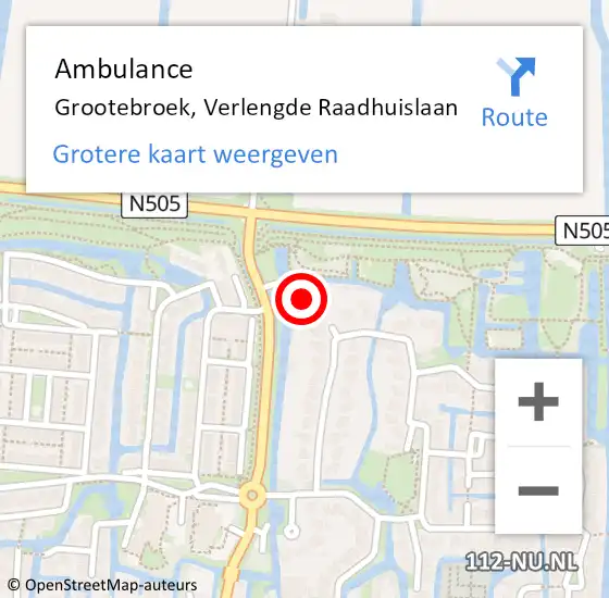 Locatie op kaart van de 112 melding: Ambulance Grootebroek, Verlengde Raadhuislaan op 2 maart 2022 11:21