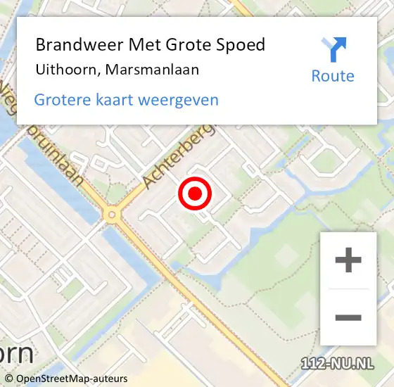 Locatie op kaart van de 112 melding: Brandweer Met Grote Spoed Naar Uithoorn, Marsmanlaan op 2 maart 2022 11:23