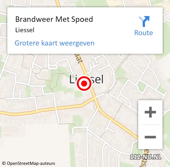 Locatie op kaart van de 112 melding: Brandweer Met Spoed Naar Liessel op 2 maart 2022 11:42