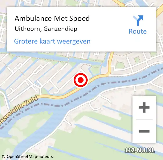 Locatie op kaart van de 112 melding: Ambulance Met Spoed Naar Uithoorn, Ganzendiep op 2 maart 2022 11:47