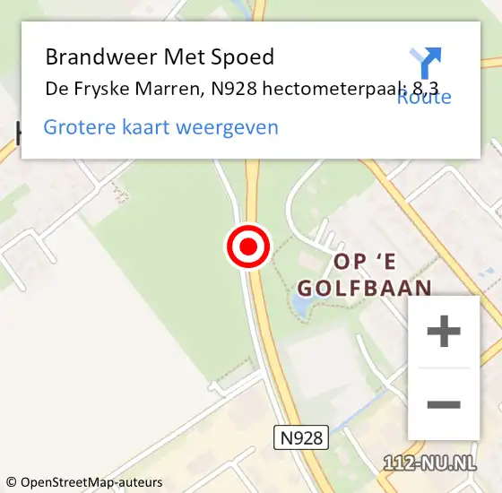 Locatie op kaart van de 112 melding: Brandweer Met Spoed Naar De Fryske Marren, N928 hectometerpaal: 8,3 op 2 maart 2022 12:00