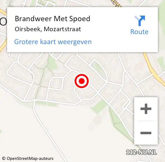 Locatie op kaart van de 112 melding: Brandweer Met Spoed Naar Oirsbeek, Mozartstraat op 2 maart 2022 12:24