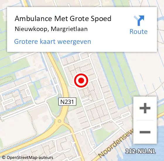 Locatie op kaart van de 112 melding: Ambulance Met Grote Spoed Naar Nieuwkoop, Margrietlaan op 2 maart 2022 12:43