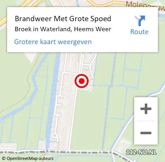 Locatie op kaart van de 112 melding: Brandweer Met Grote Spoed Naar Broek in Waterland, Heems Weer op 2 maart 2022 12:43