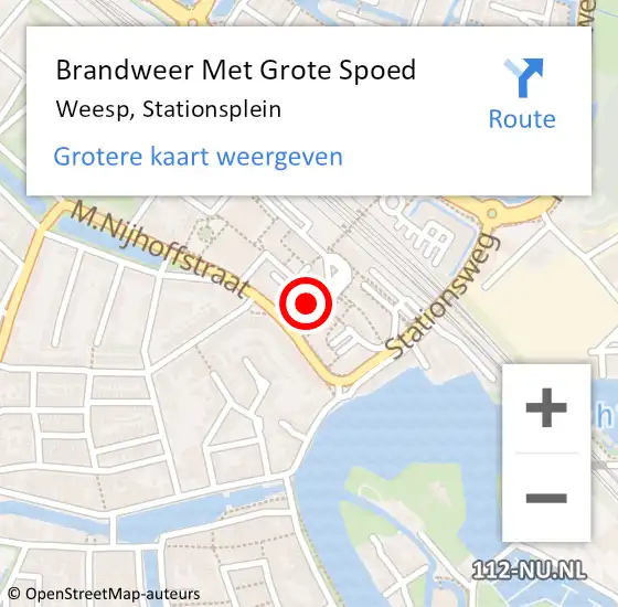 Locatie op kaart van de 112 melding: Brandweer Met Grote Spoed Naar Weesp, Stationsplein op 2 maart 2022 12:43