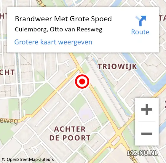 Locatie op kaart van de 112 melding: Brandweer Met Grote Spoed Naar Culemborg, Otto van Reesweg op 2 maart 2022 13:07