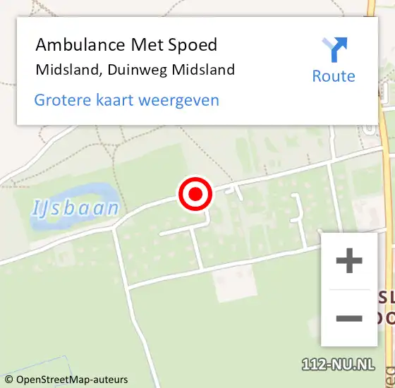 Locatie op kaart van de 112 melding: Ambulance Met Spoed Naar Midsland, Duinweg Midsland op 10 juli 2014 02:15