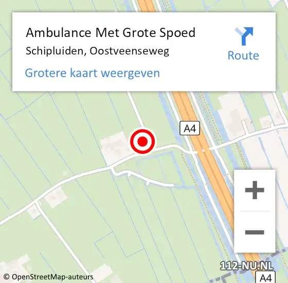 Locatie op kaart van de 112 melding: Ambulance Met Grote Spoed Naar Schipluiden, Oostveenseweg op 2 maart 2022 13:41