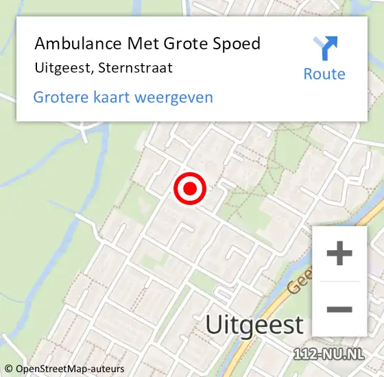 Locatie op kaart van de 112 melding: Ambulance Met Grote Spoed Naar Uitgeest, Sternstraat op 2 maart 2022 14:00