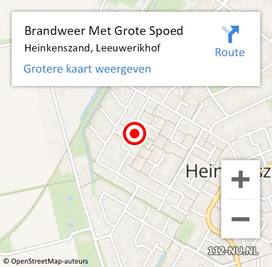 Locatie op kaart van de 112 melding: Brandweer Met Grote Spoed Naar Heinkenszand, Leeuwerikhof op 2 maart 2022 14:29