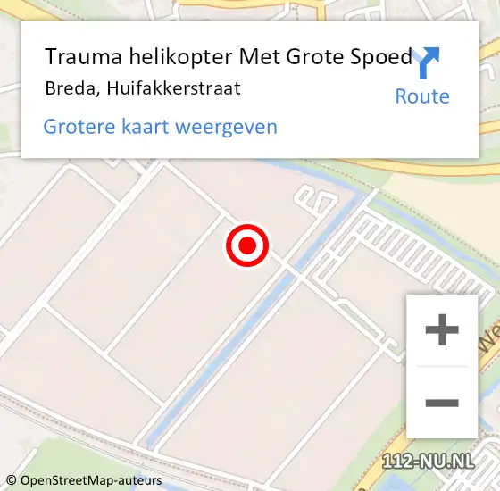 Locatie op kaart van de 112 melding: Trauma helikopter Met Grote Spoed Naar Breda, Huifakkerstraat op 2 maart 2022 14:33