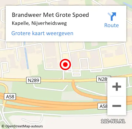 Locatie op kaart van de 112 melding: Brandweer Met Grote Spoed Naar Kapelle, Nijverheidsweg op 2 maart 2022 14:57