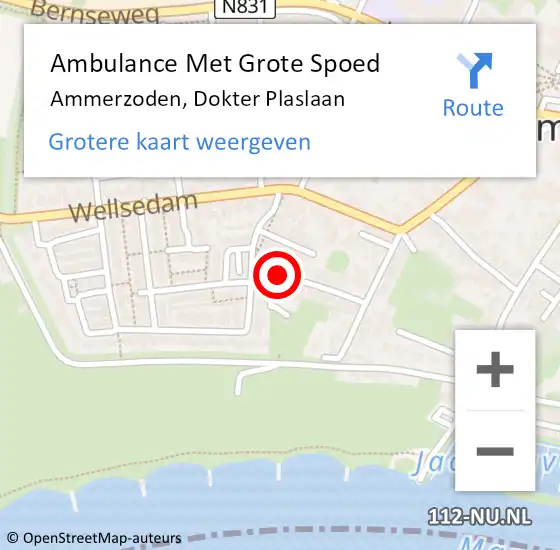 Locatie op kaart van de 112 melding: Ambulance Met Grote Spoed Naar Ammerzoden, Dokter Plaslaan op 2 maart 2022 15:17