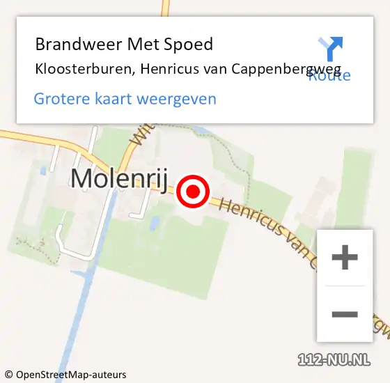 Locatie op kaart van de 112 melding: Brandweer Met Spoed Naar Kloosterburen, Henricus van Cappenbergweg op 2 maart 2022 15:28
