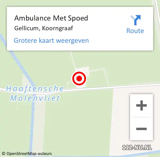 Locatie op kaart van de 112 melding: Ambulance Met Spoed Naar Gellicum, Koorngraaf op 2 maart 2022 15:42