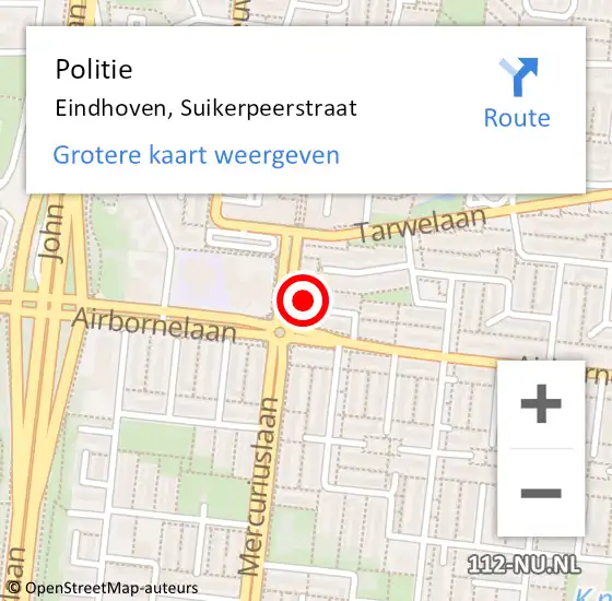 Locatie op kaart van de 112 melding: Politie Eindhoven, Suikerpeerstraat op 2 maart 2022 15:49