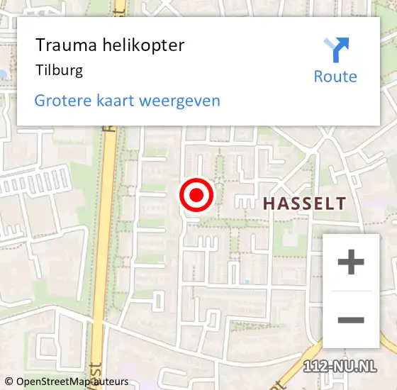 Locatie op kaart van de 112 melding: Trauma helikopter Tilburg op 2 maart 2022 15:56