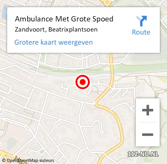 Locatie op kaart van de 112 melding: Ambulance Met Grote Spoed Naar Zandvoort, Beatrixplantsoen op 2 maart 2022 16:10