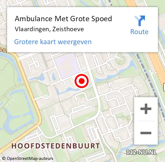 Locatie op kaart van de 112 melding: Ambulance Met Grote Spoed Naar Vlaardingen, Zeisthoeve op 2 maart 2022 16:12