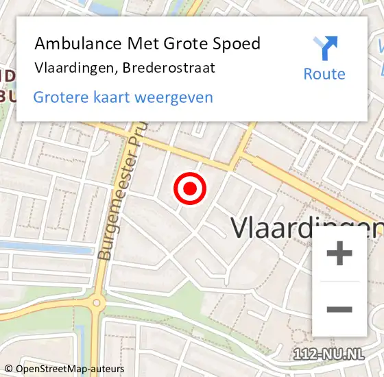 Locatie op kaart van de 112 melding: Ambulance Met Grote Spoed Naar Vlaardingen, Brederostraat op 2 maart 2022 16:13