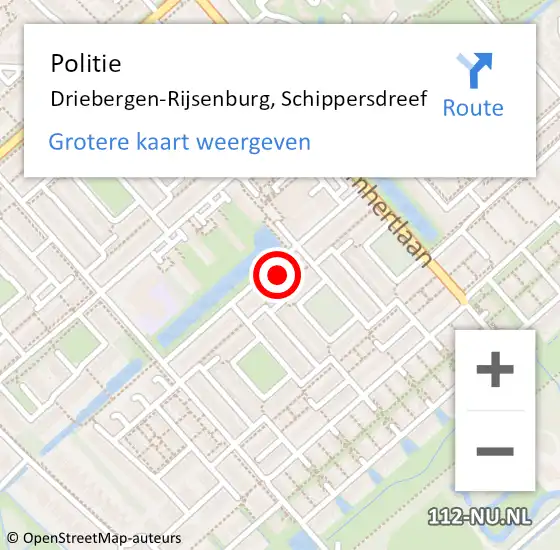 Locatie op kaart van de 112 melding: Politie Driebergen-Rijsenburg, Schippersdreef op 2 maart 2022 16:24