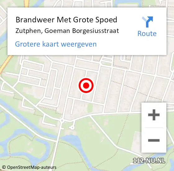 Locatie op kaart van de 112 melding: Brandweer Met Grote Spoed Naar Zutphen, Goeman Borgesiusstraat op 2 maart 2022 16:42