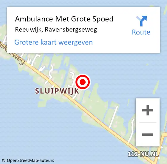 Locatie op kaart van de 112 melding: Ambulance Met Grote Spoed Naar Reeuwijk, Ravensbergseweg op 2 maart 2022 17:06