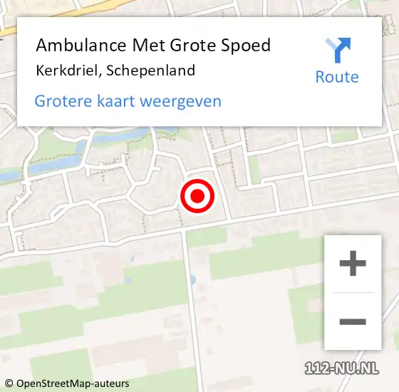 Locatie op kaart van de 112 melding: Ambulance Met Grote Spoed Naar Kerkdriel, Schepenland op 2 maart 2022 17:18