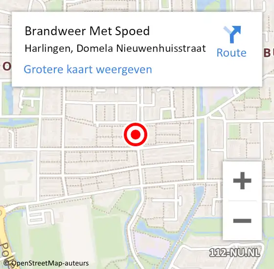 Locatie op kaart van de 112 melding: Brandweer Met Spoed Naar Harlingen, Domela Nieuwenhuisstra op 10 juli 2014 02:52