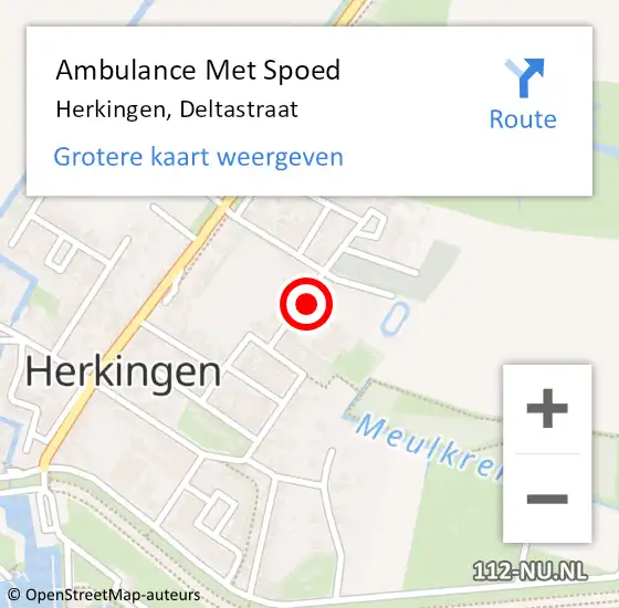 Locatie op kaart van de 112 melding: Ambulance Met Spoed Naar Herkingen, Deltastraat op 2 maart 2022 17:42