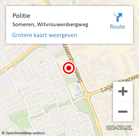 Locatie op kaart van de 112 melding: Politie Someren, Witvrouwenbergweg op 2 maart 2022 17:52