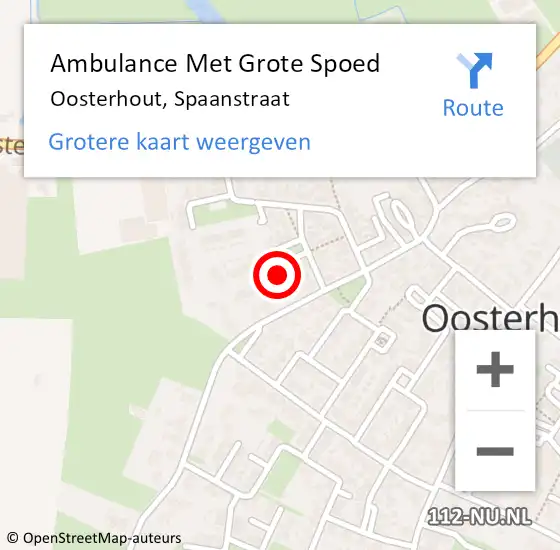 Locatie op kaart van de 112 melding: Ambulance Met Grote Spoed Naar Oosterhout, Spaanstraat op 2 maart 2022 17:54