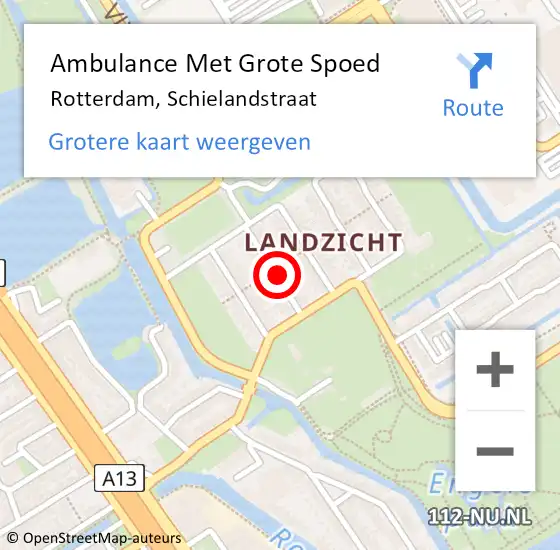 Locatie op kaart van de 112 melding: Ambulance Met Grote Spoed Naar Rotterdam, Schielandstraat op 2 maart 2022 18:12
