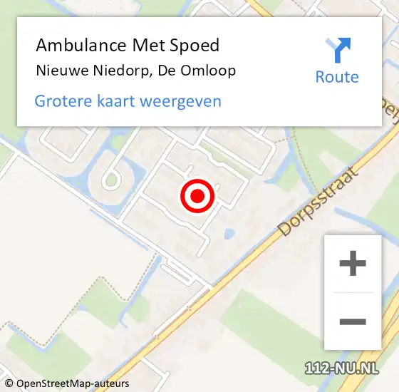 Locatie op kaart van de 112 melding: Ambulance Met Spoed Naar Nieuwe Niedorp, De Omloop op 2 maart 2022 18:16